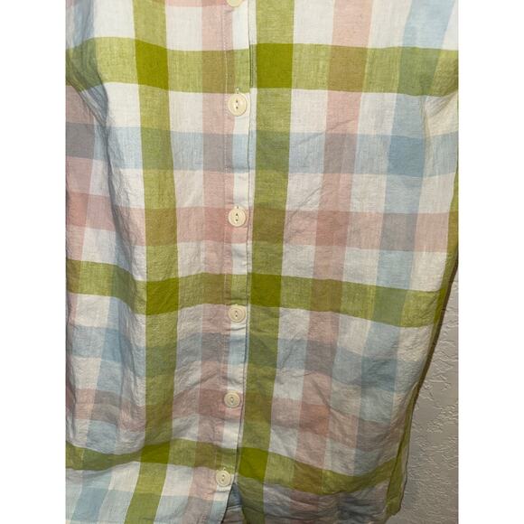EUC Peyton & Parker Linen Plaid Button Dress Multicolor Size S - Picture 9 of 12
